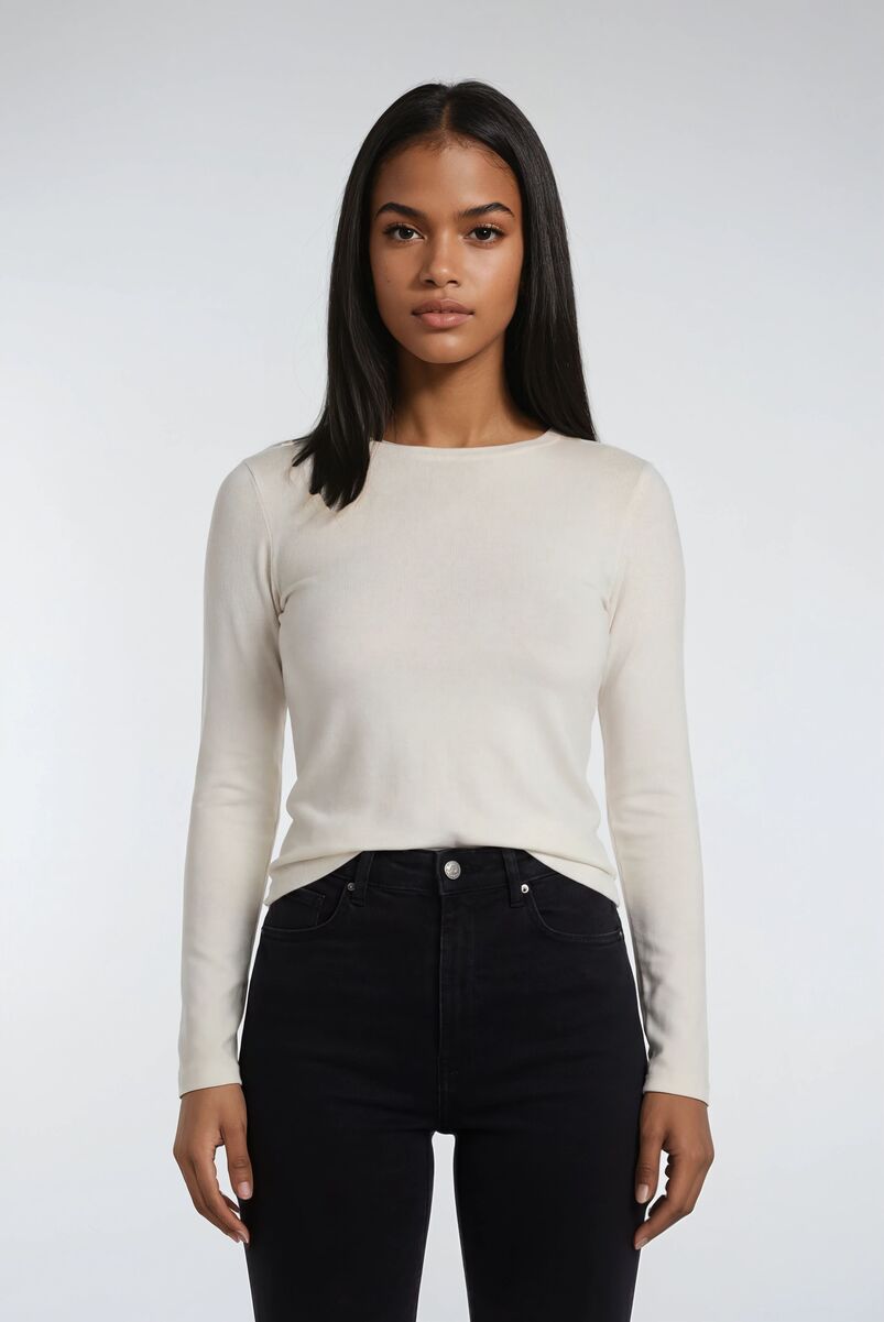 Boat Neck Long-Sleeve Top