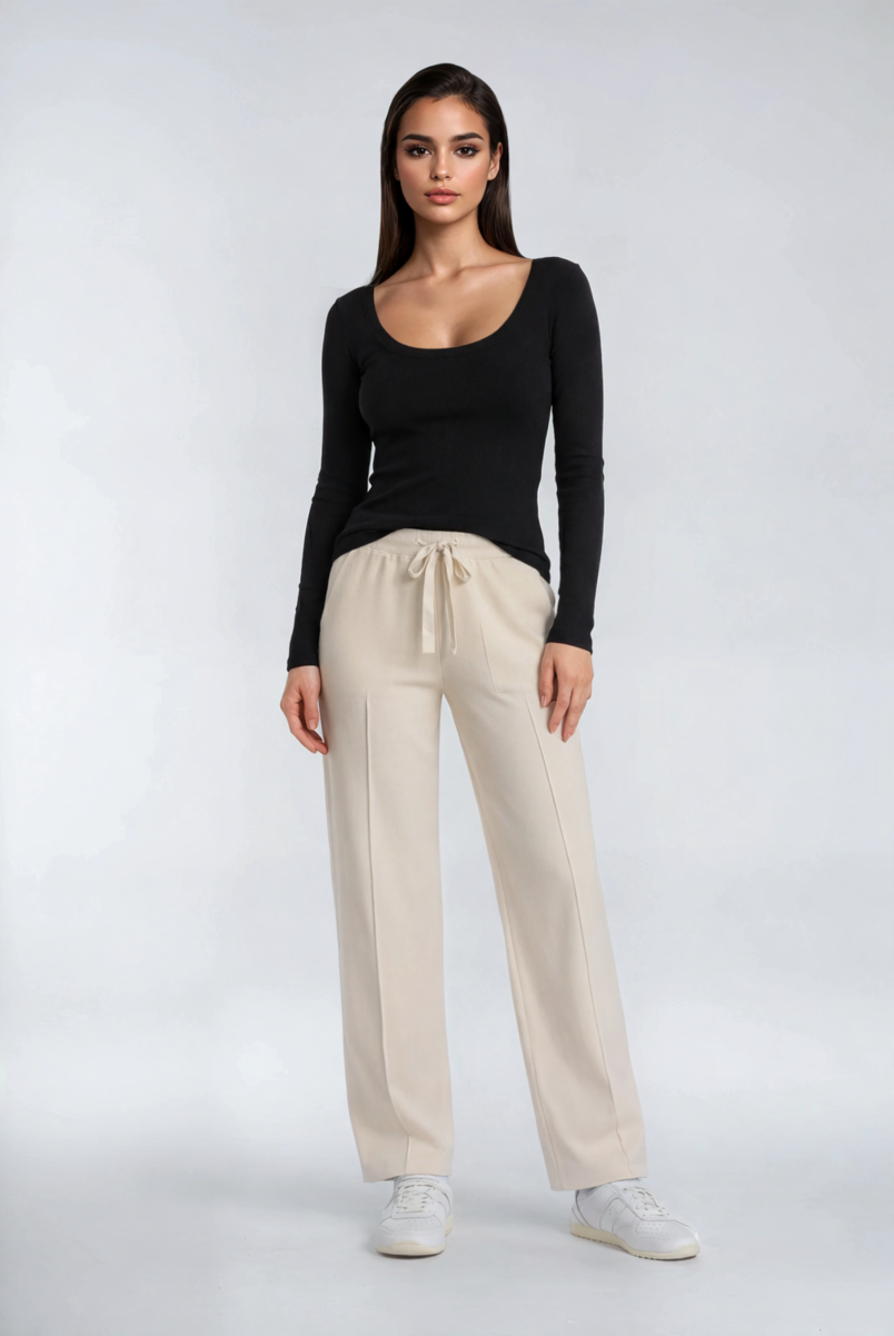 Drawstring Sweater Knit Pants - Image 6