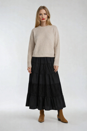 Tiered Lace Maxi Skirt