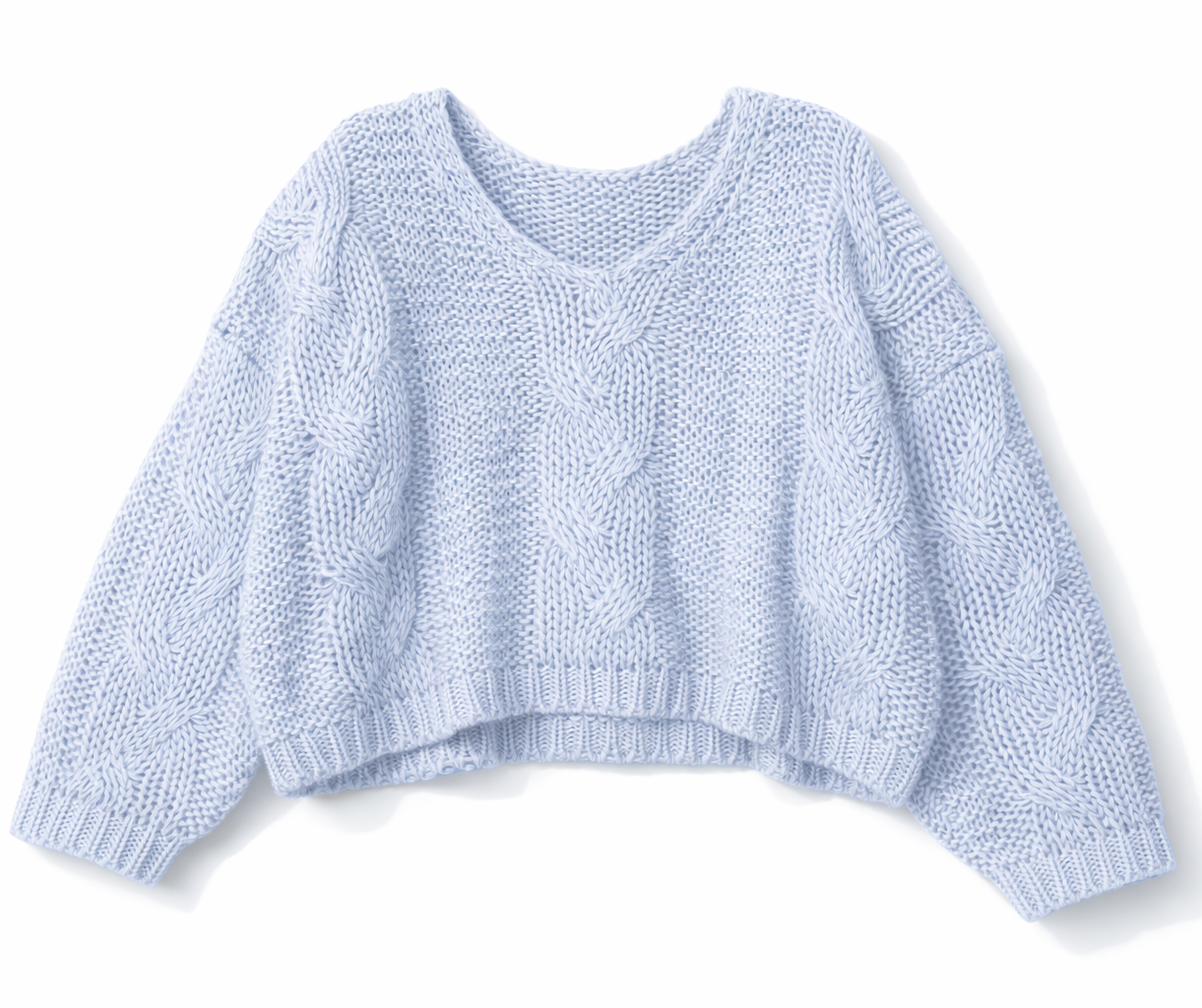 V-Neck Cable Knit Sweater - Image 7