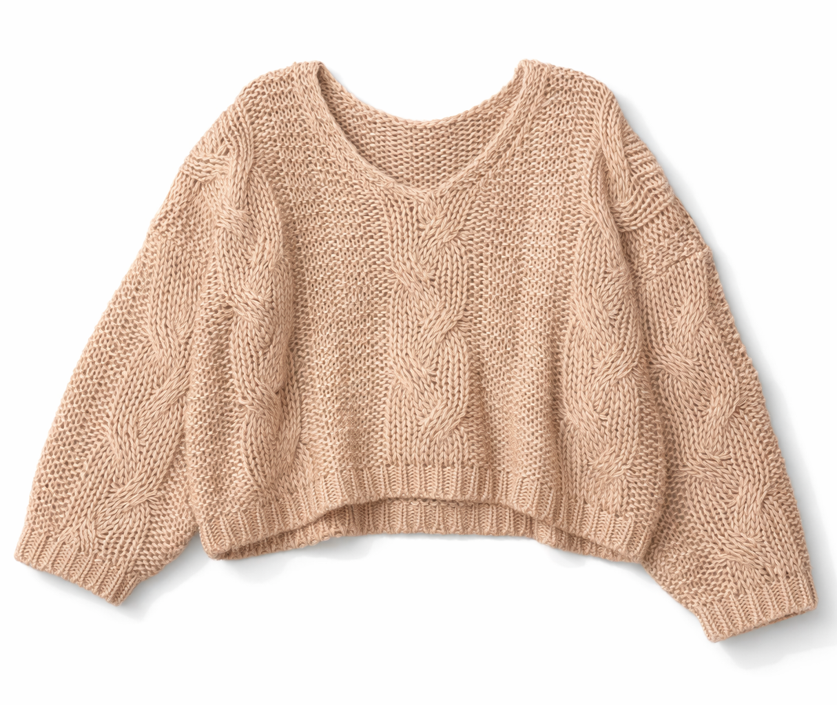 V-Neck Cable Knit Sweater - Image 4