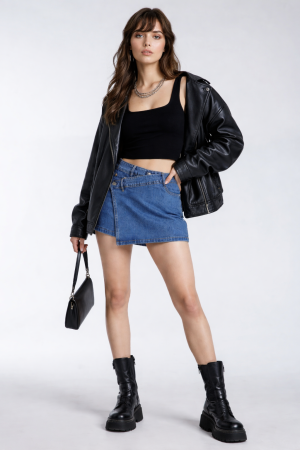 Denim Asymmetrical Skort