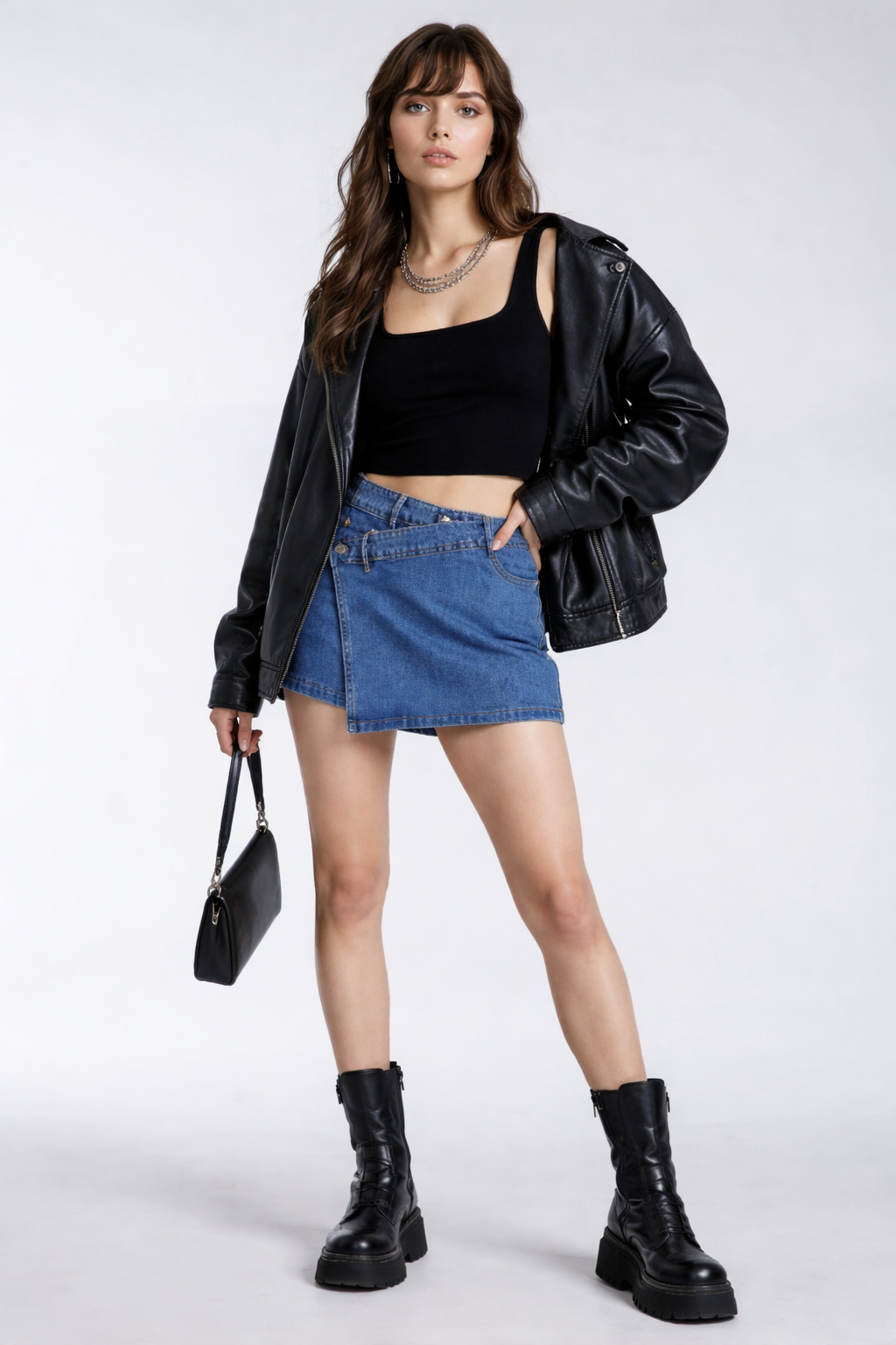 Denim Asymmetrical Skort