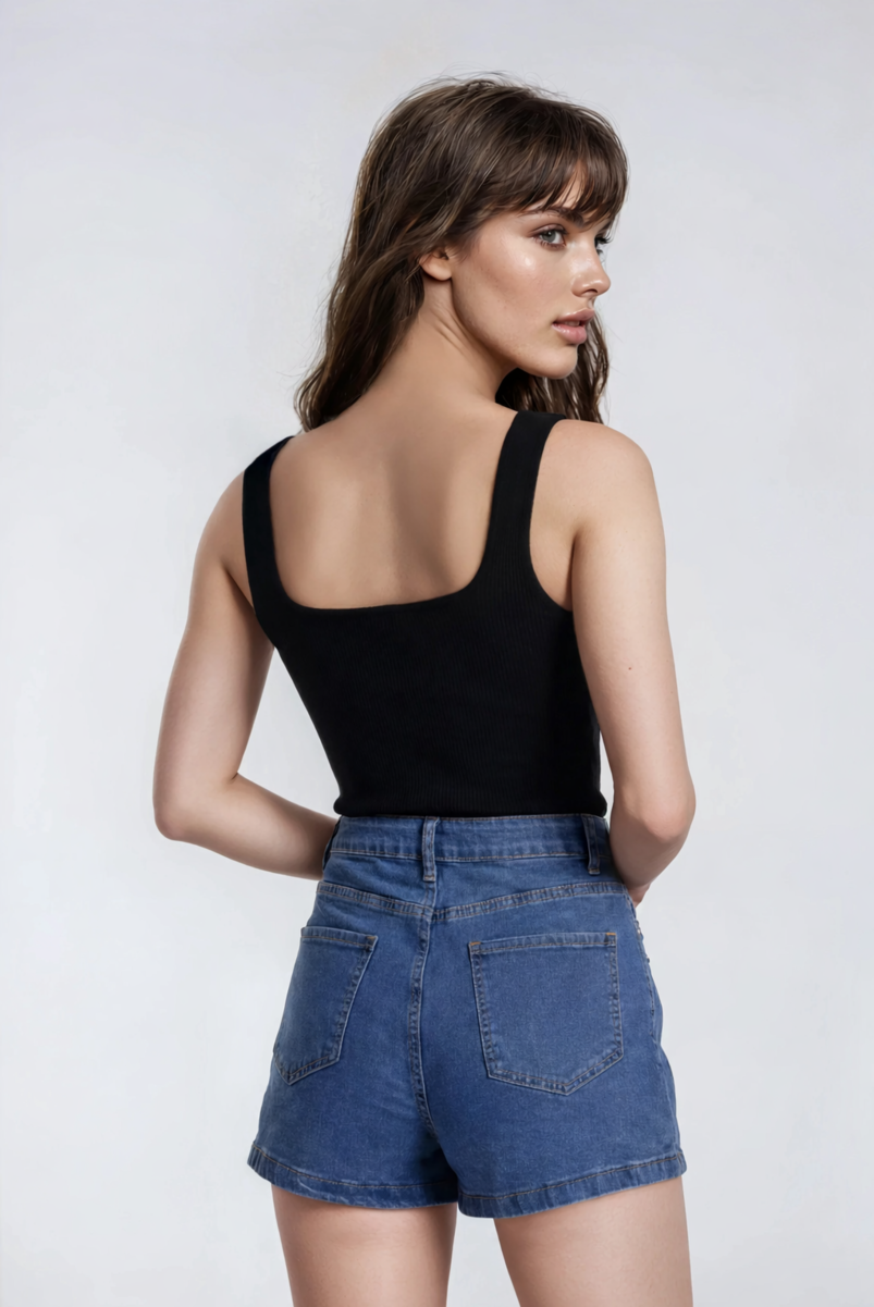 Denim Asymmetrical Skort - Image 2