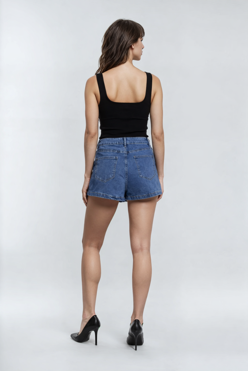 Denim Asymmetrical Skort - Image 5
