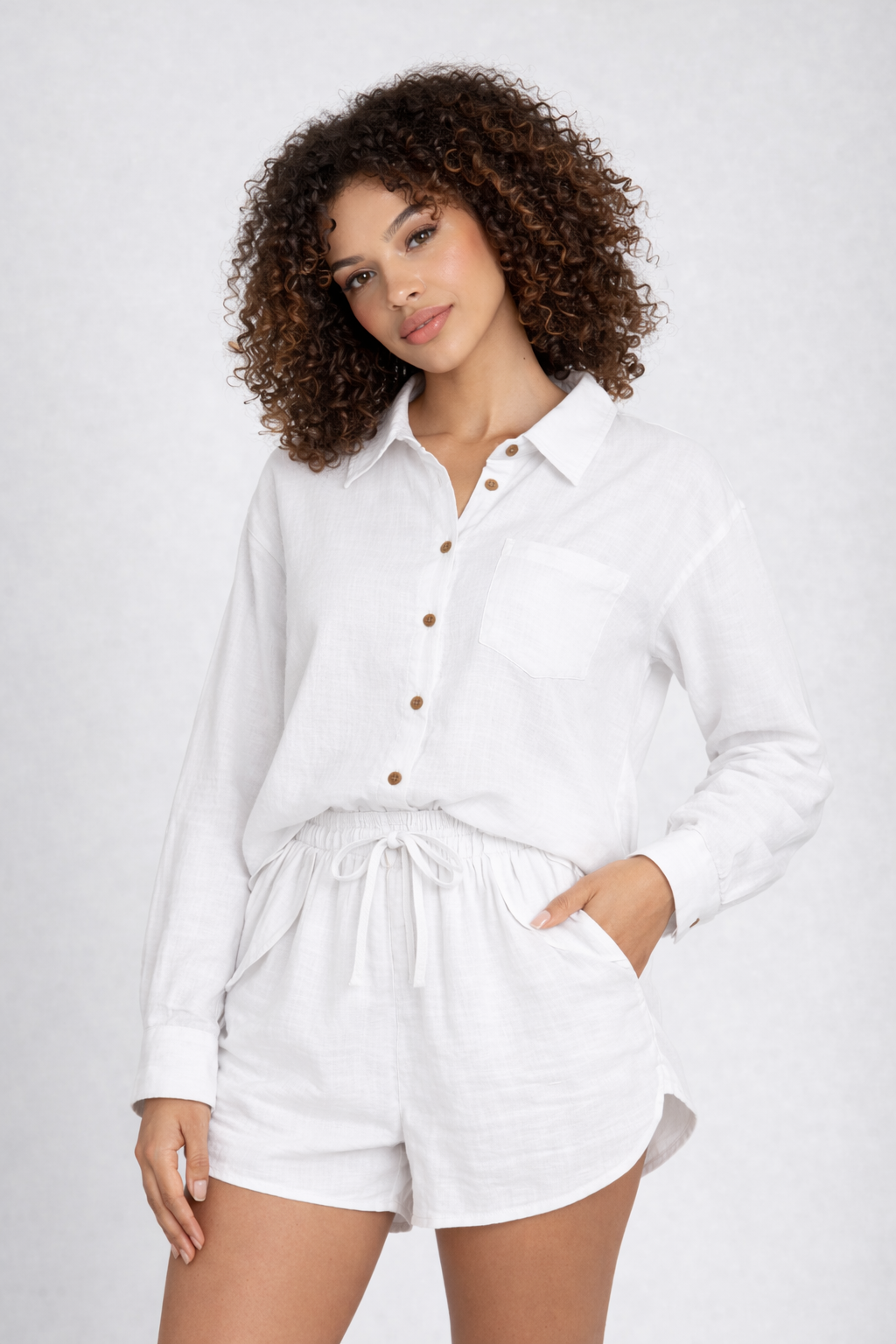 LIGHTWEIGHT LONG SLEEVE SHIRT WITH MATCHING SHORT - Image 7
