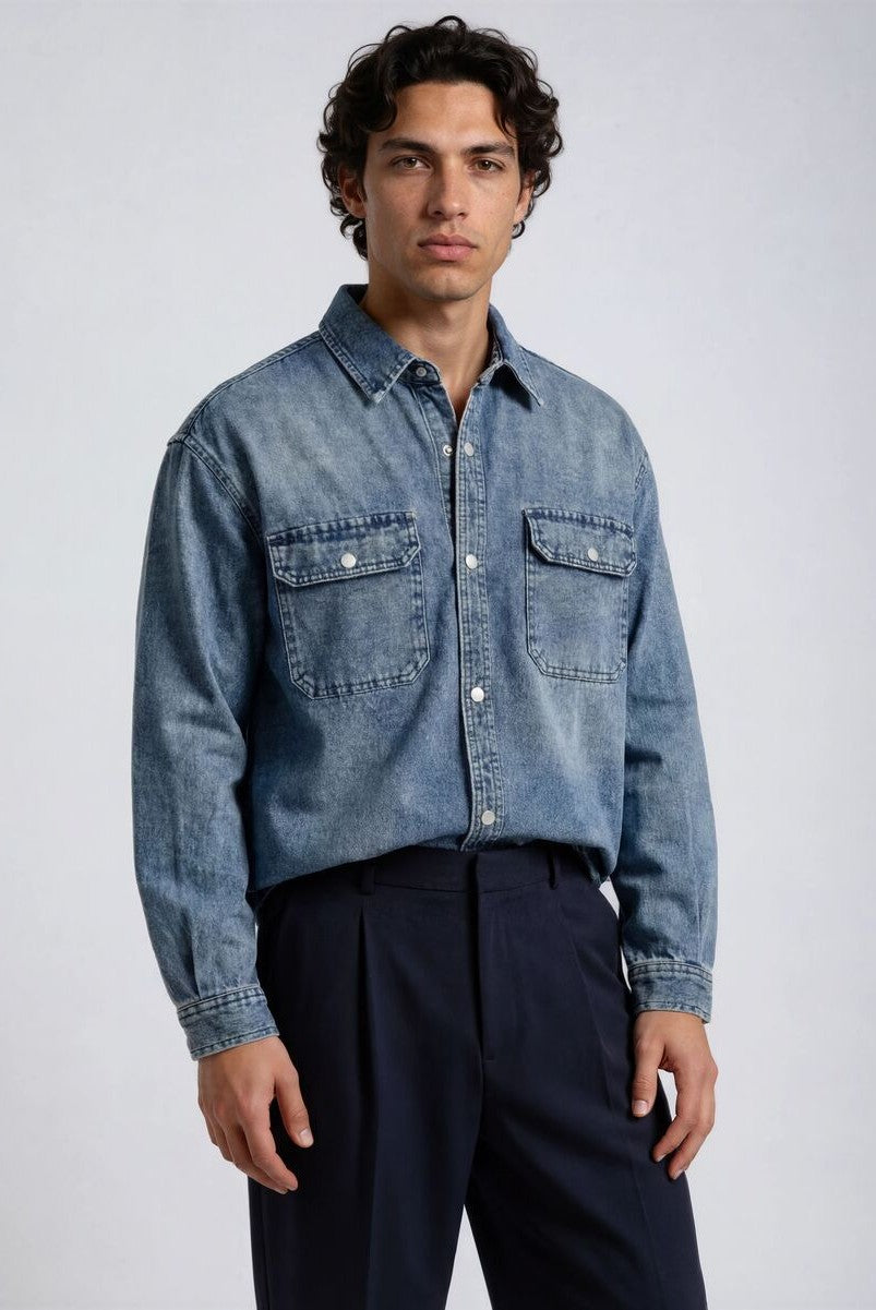 F21 Men Denim Shirt - Image 5