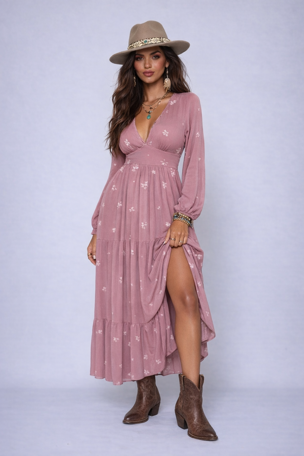 Floral-Embroidered Tiered Maxi Dress - Image 2