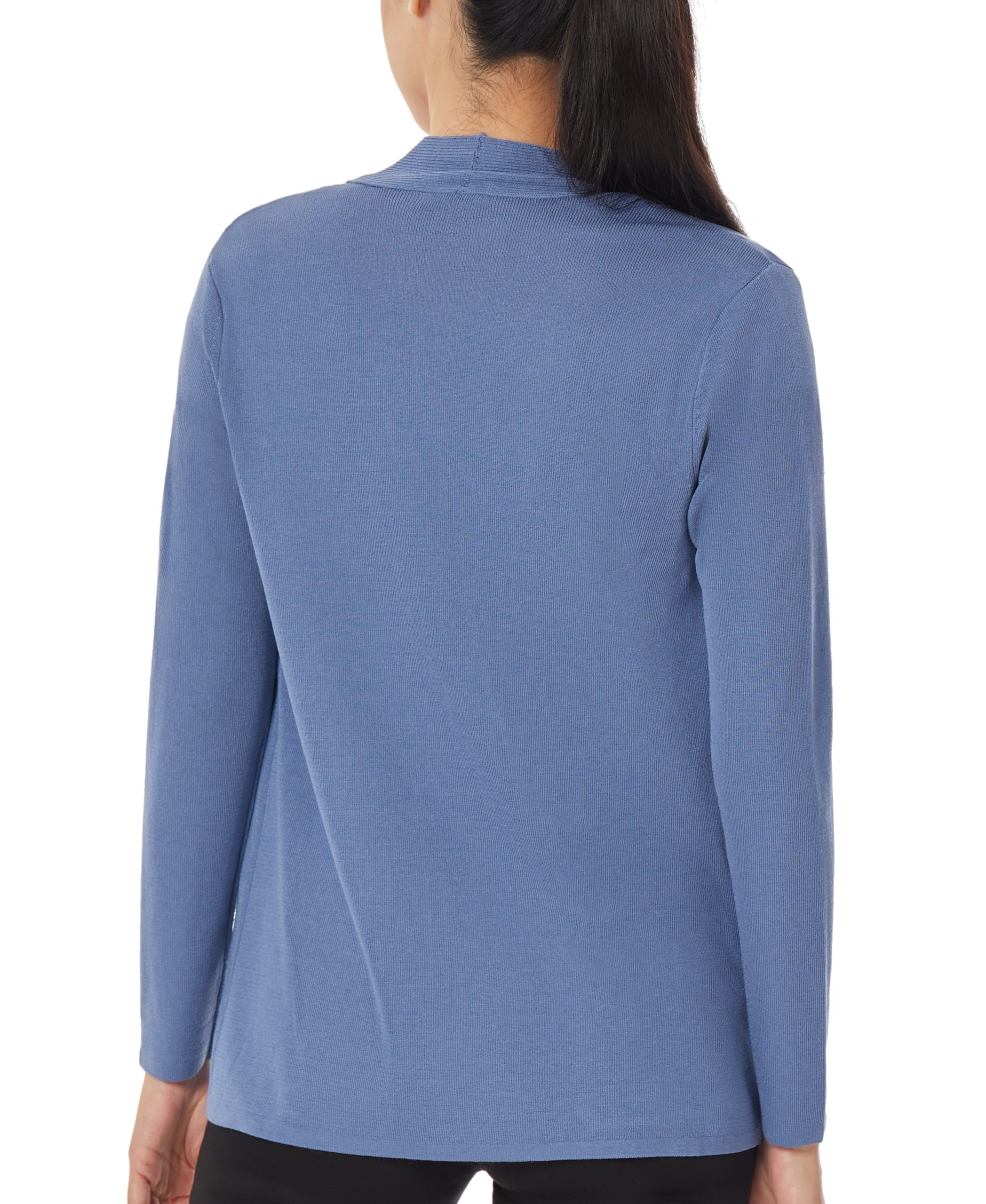 Open Front Ribbed Blue Icon Cardigan - Image 3