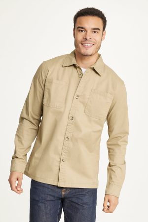 Men's Long Sleeve Shirt Jacket Stretch Twill