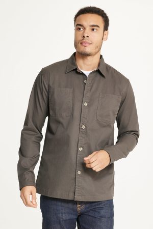 Men's Long Sleeve Shirt Jacket Stretch Twill