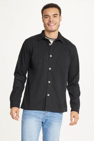 Men's Long Sleeve Shirt Jacket Stretch Twill