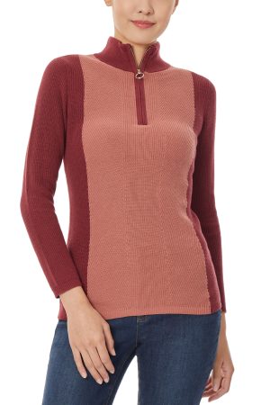 Colorblock Mock Neck Sweater