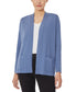 Open Front Ribbed Blue Icon Cardigan - Image 6