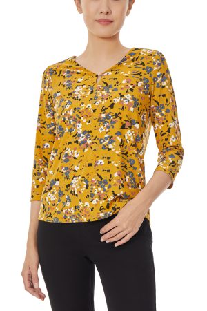 3/4 Sleeve Knit V-Neck Noodle Top