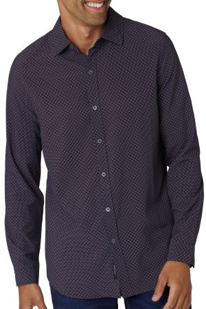 Long Sleeve Printed Perf Woven