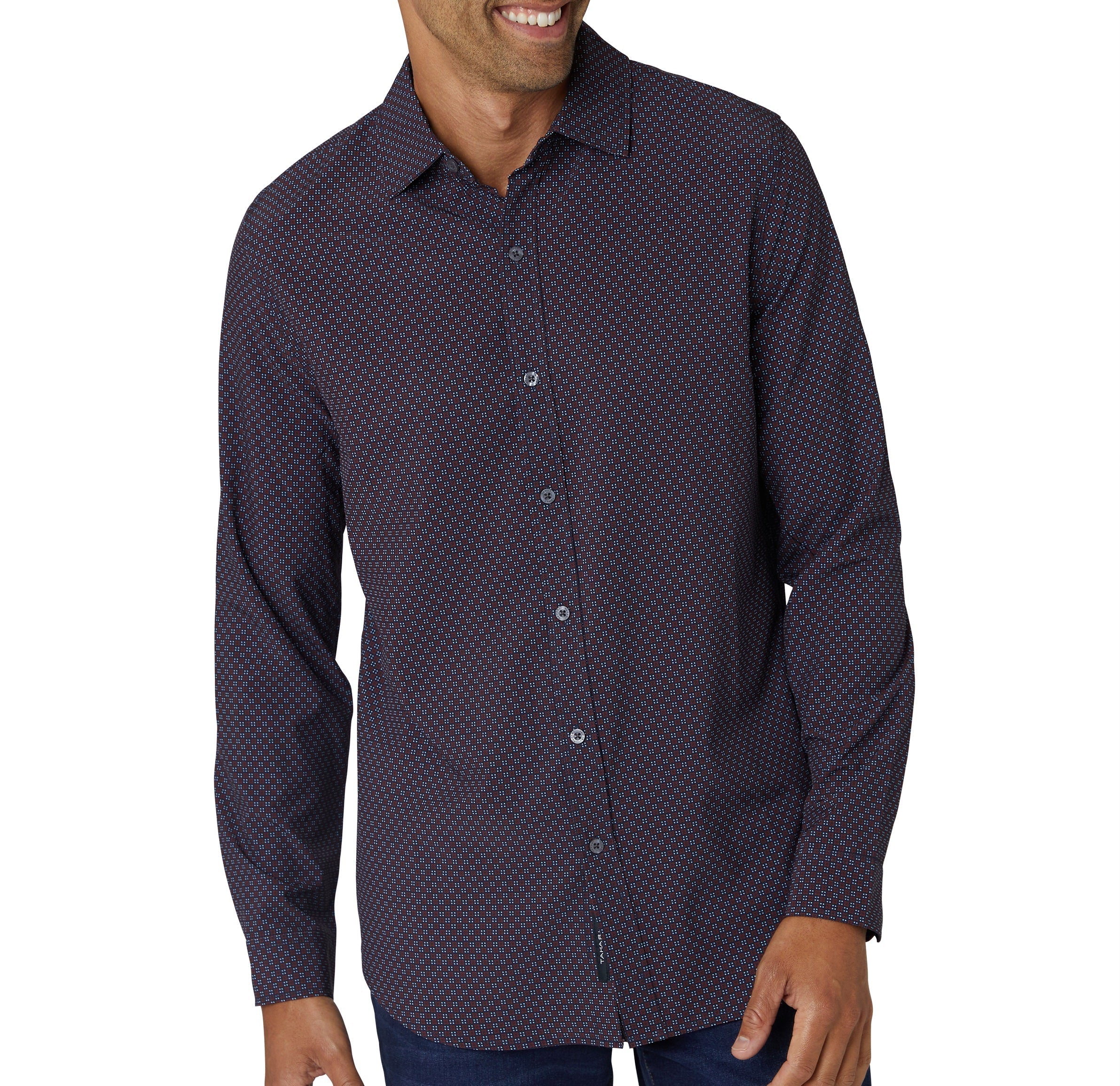 Long Sleeve Printed Perf Woven