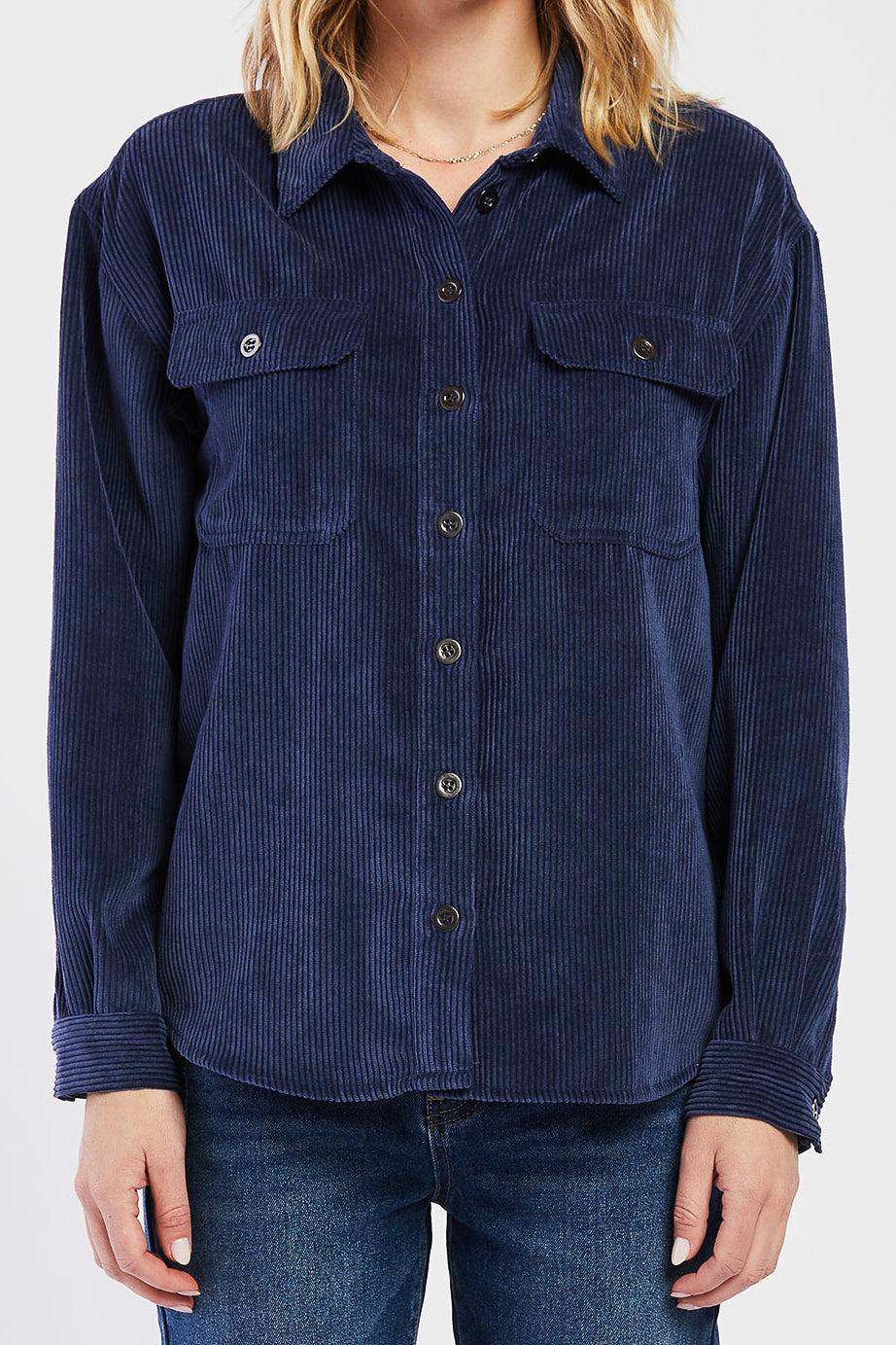 Carmele Long Sleeve Button Down Corduroy Jacket