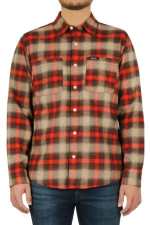 Long Sleeves Linear Ombre Flannel Shirt