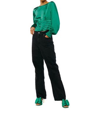 Fosi Pleated Waistband Satin Top