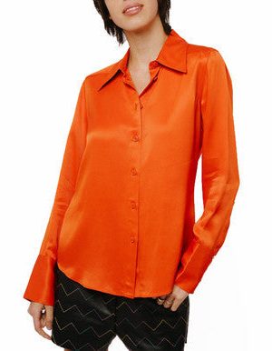 Jacque Collared Button Down Satin Top