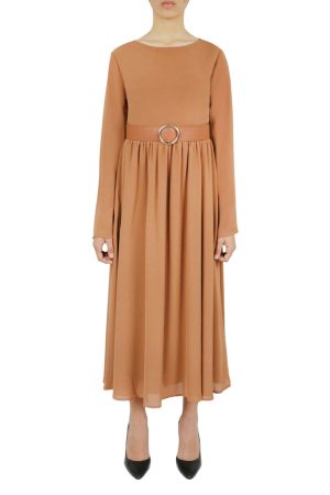 Belted Long Sleeve Dress
