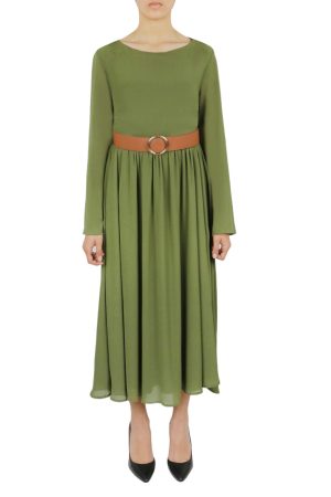 Belted Long Sleeve Dress
