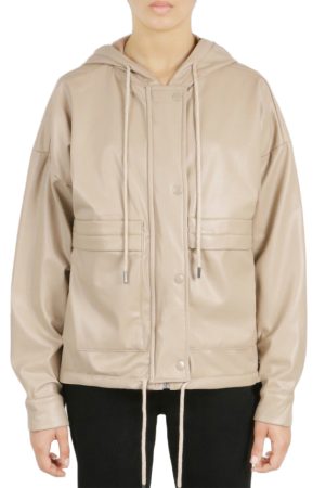 Vegan Leather Button Front Jacket