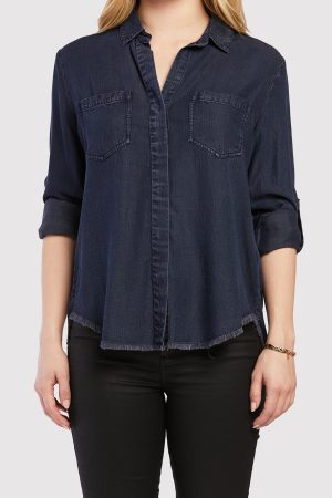 Riley Rolled Tab Sleeve Button Down Shirt Double Chest Pockets