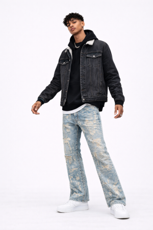 Men's Distressed Straight Flare Jeans