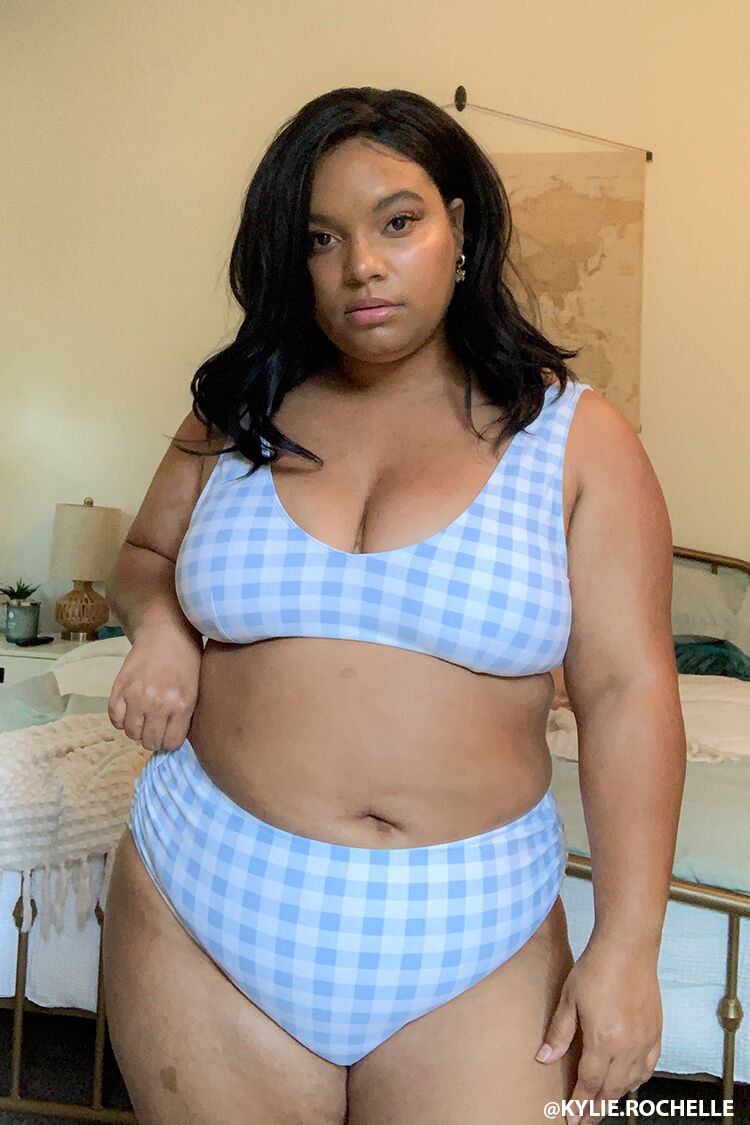 Plus Size Gingham Bralette Bikini Top