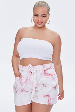 Plus Size Belted Tie-Dye Shorts