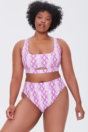 Plus Size Snake Print Bikini Bottoms