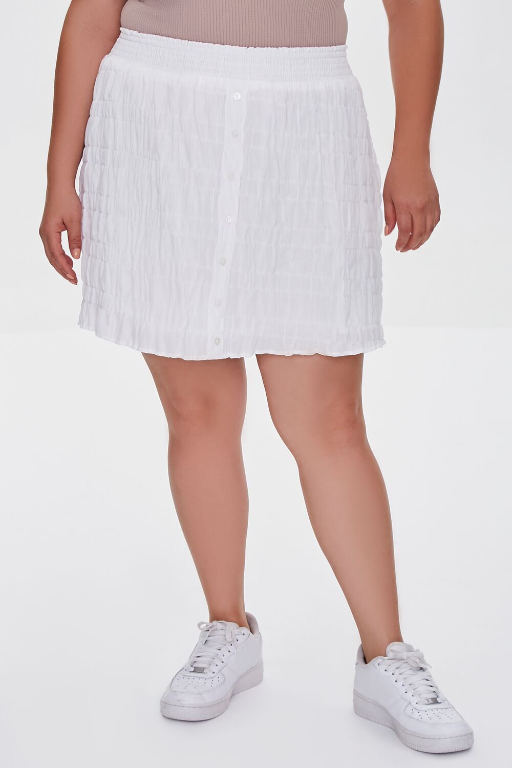 Plus Size Tiered Buttoned Mini Skirt - Image 2