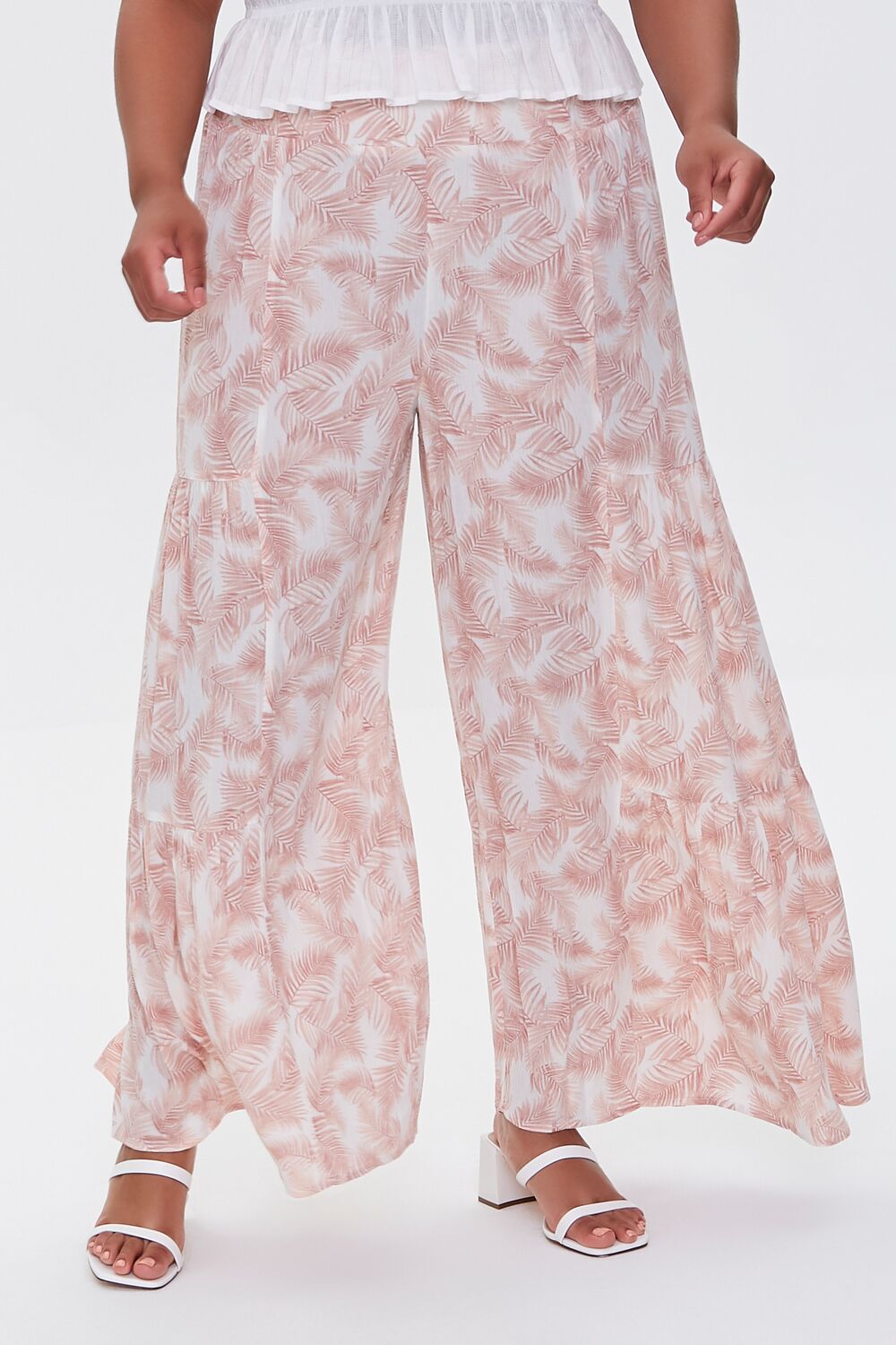 Plus Size Leaf Print Wide-Leg Pants - Image 2