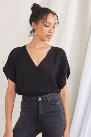 Crepe Surplice Bodysuit