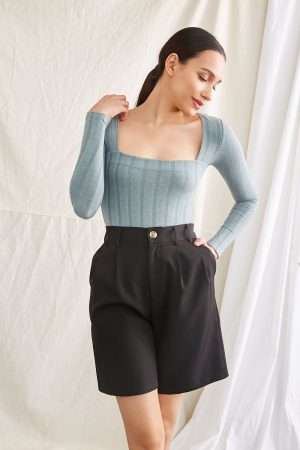 Ribbed Long-Sleeve Bodysuit