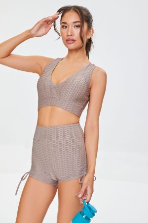 Active Honeycomb Drawstring Biker Shorts