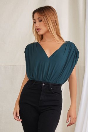 Plunge-Back Chain Bodysuit