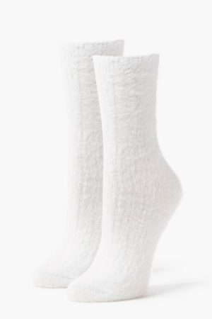 Fuzzy Knit Crew Socks