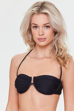 Ribbed Halter Bikini Top