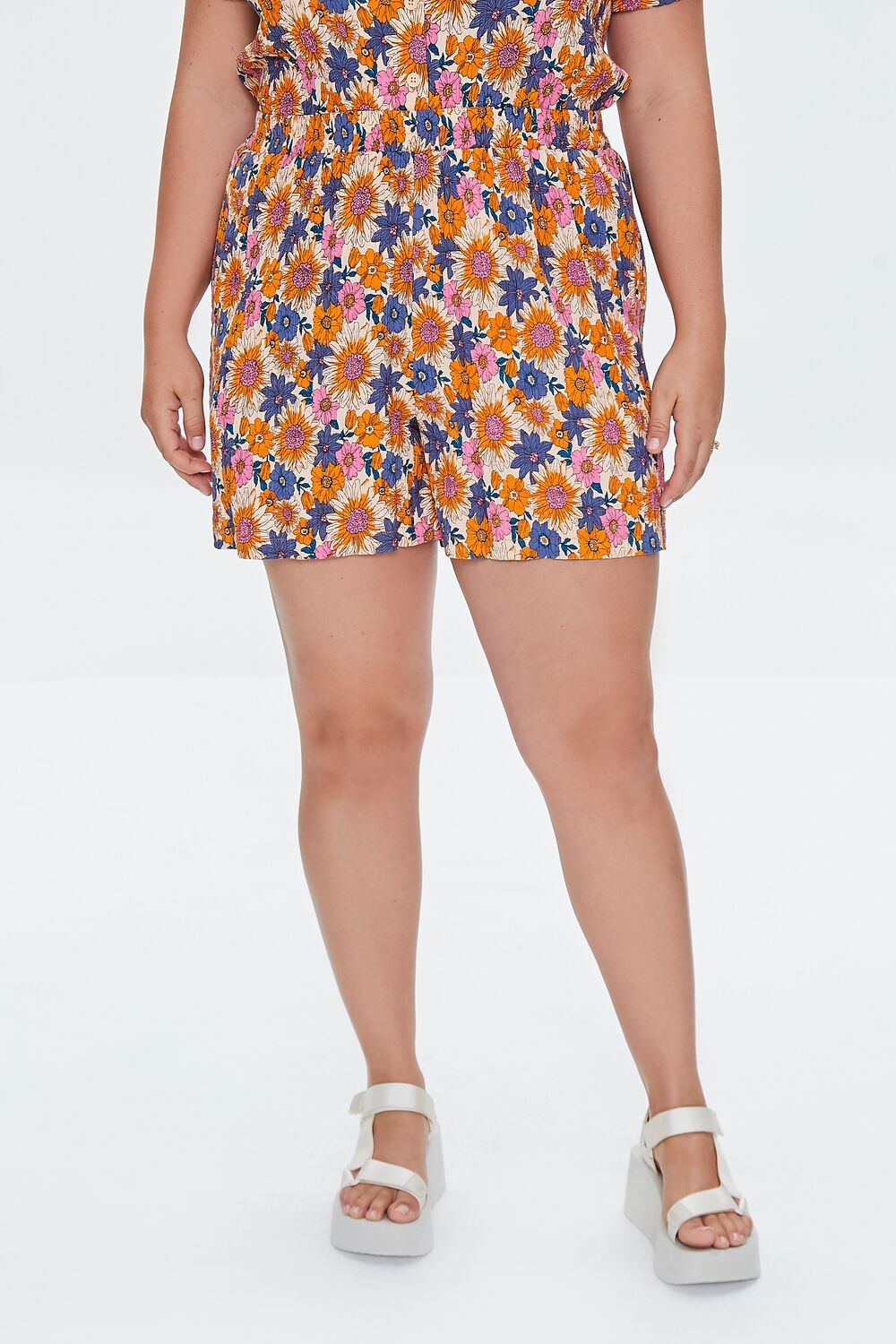 Plus Size Floral Print Shorts - Image 7