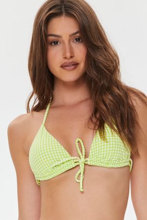 Gingham Triangle Bikini Top