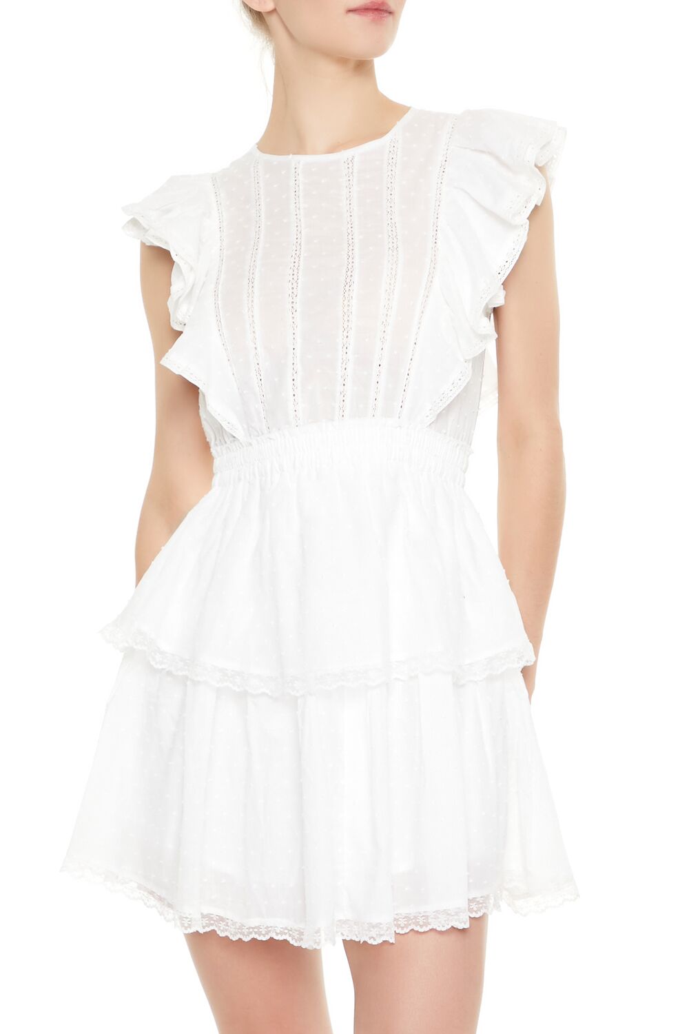 Clip Dot Lace Ruffled Mini Dress - Image 5