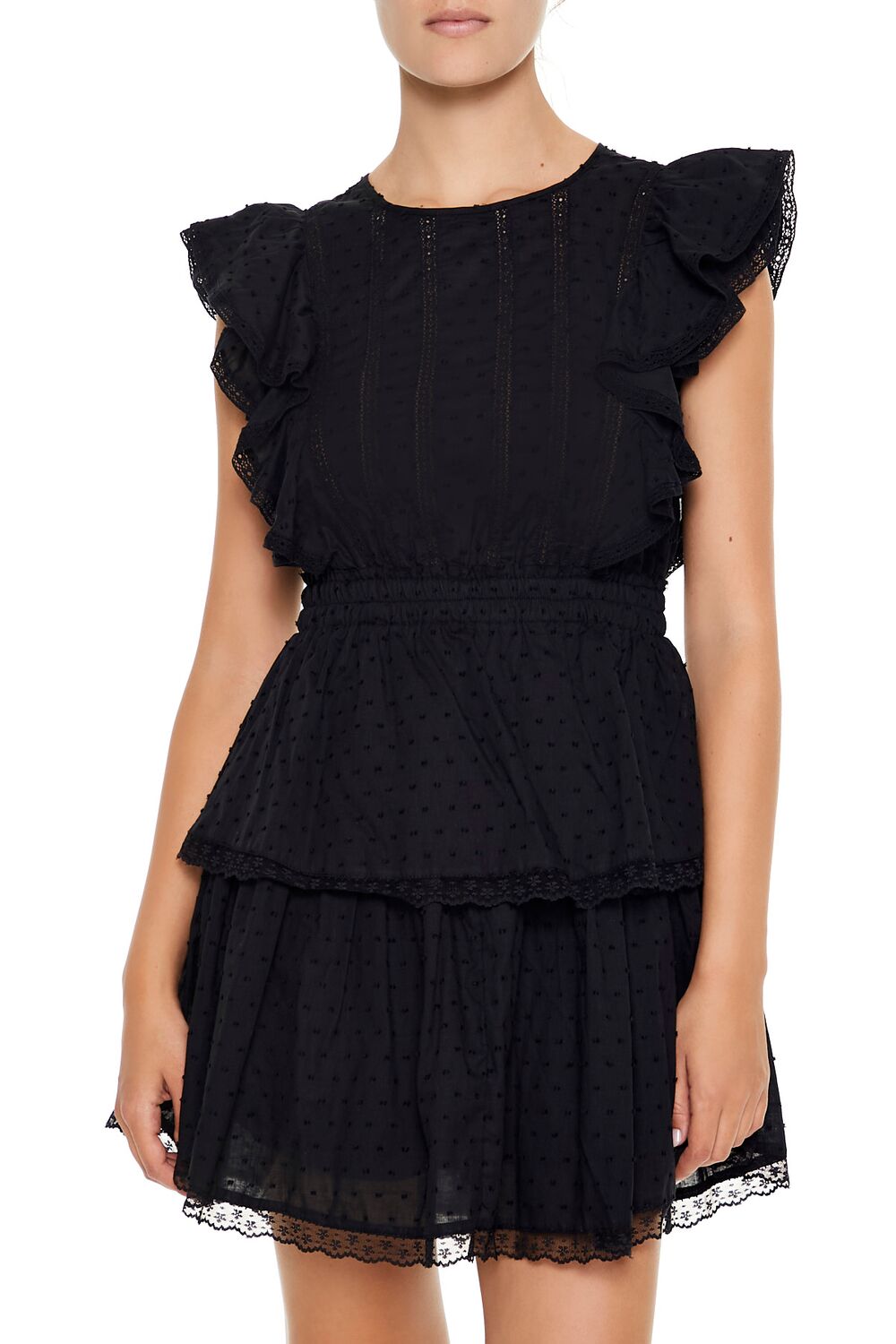 Clip Dot Lace Ruffled Mini Dress - Image 12