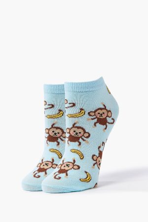 Monkey Print Ankle Socks