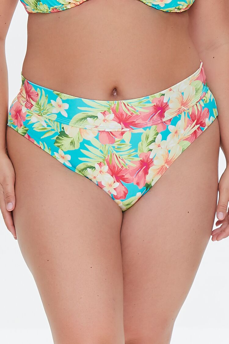 Plus Size Tropical Print Bikini Bottoms - Image 2
