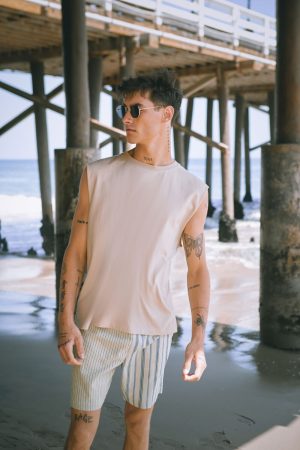 Reworked Striped Drawstring Shorts