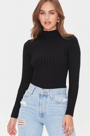 Lettuce-Edge Mock Neck Bodysuit