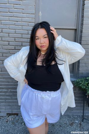 Plus Size Paperbag High-Rise Shorts